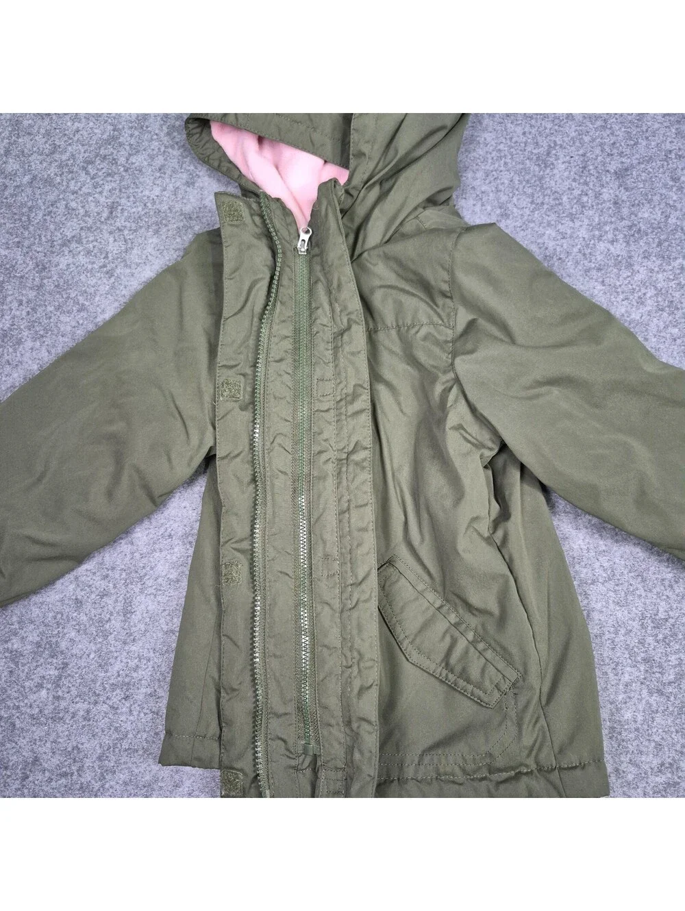 Wonder Nation Toddler Jacket 4T Khaki Green Pink Warm Cozy Lined